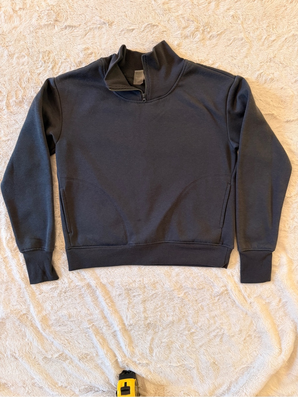 Harmony & Balance Fleece Quarter Zip Pullover Sweatshirt Small Charcoal Grey